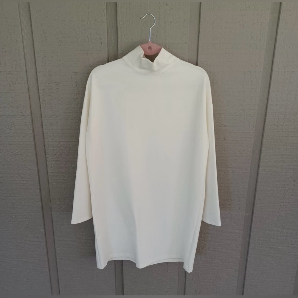 Emerson Fry Edie Mini Dress Size M Quiet Luxury Women Turtle Neck In Ivory Ponte
